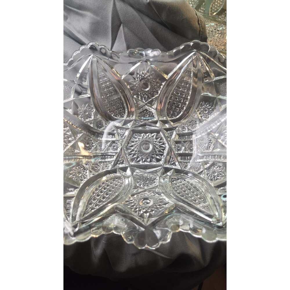 Vintage EAPG Indiana Glass Serving Bowl – Pressed Pattern Clear Glass Dish
